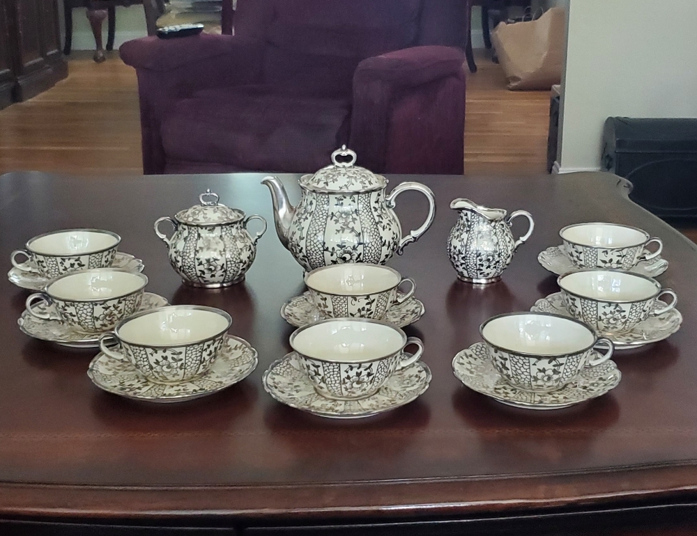 Vintage 21 Piece Italian Silver Overlay Tea Set